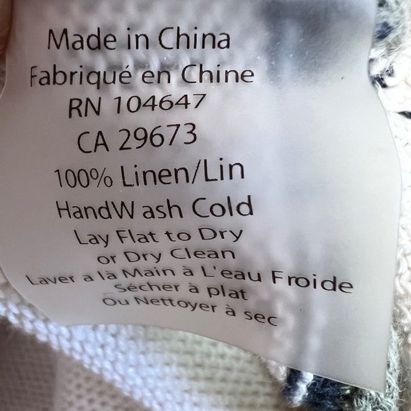 Kinross Linen Crewneck Sweater - white with green stripes. NWOT - Picture 3 of 3